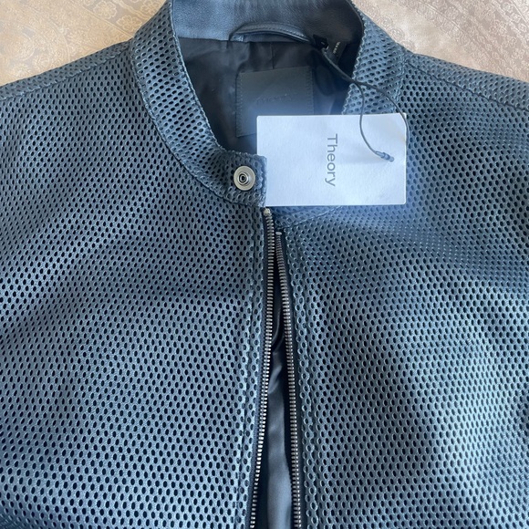 Theory Men Lamb Supreme Mesh Wynmore Jacket Baltic Sz L - Picture 10 of 12